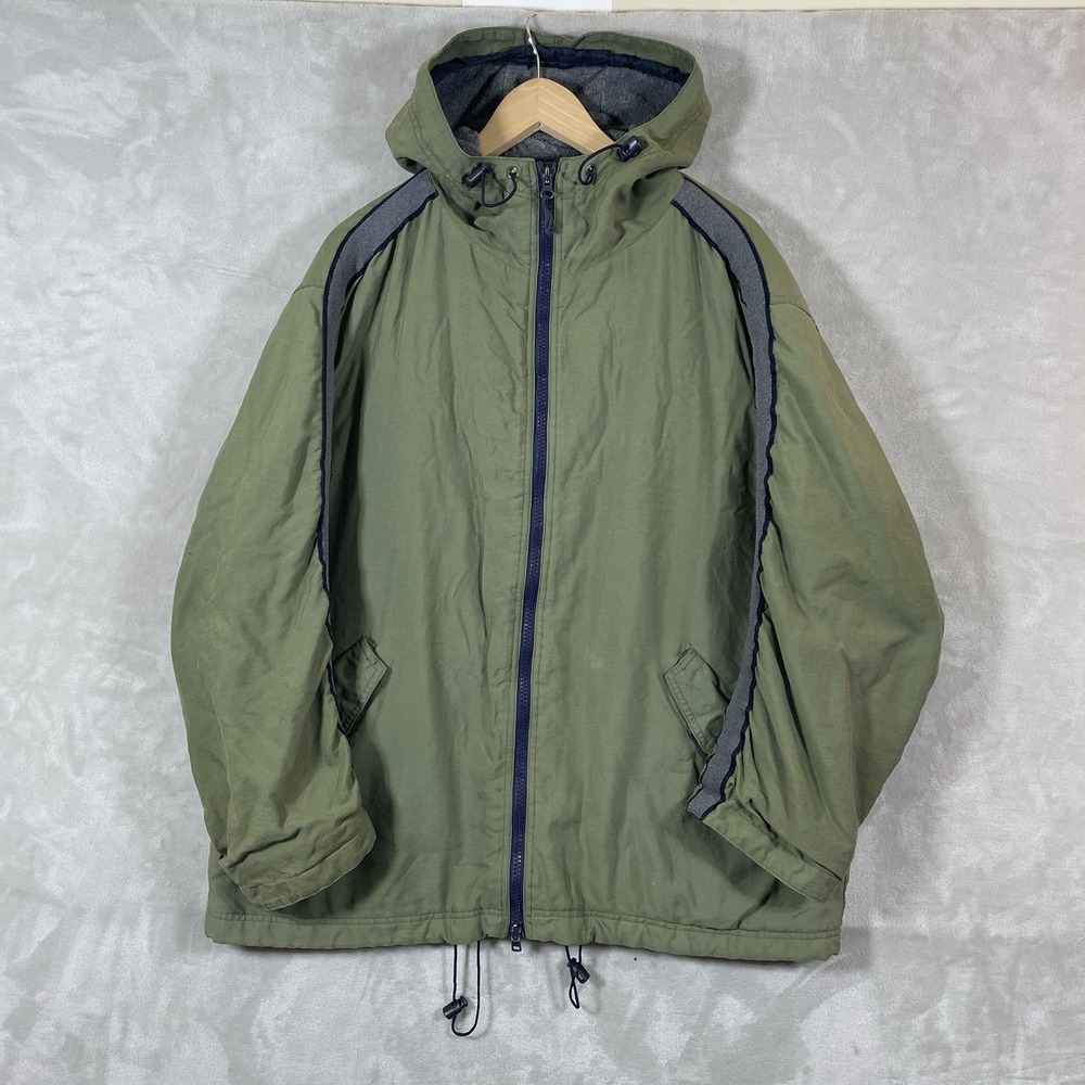 Vtg 90s GAP Sideline Warmup Parka Mens XL Fishtail Military Jacket Hooded Lined